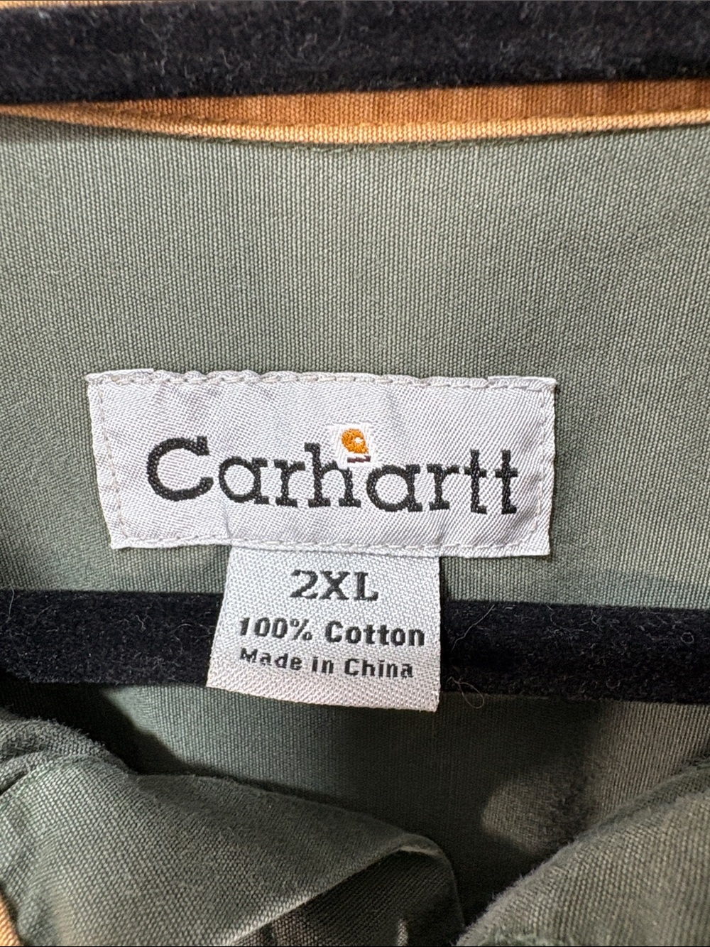 Carhartt XXL Olive Green Short Sleeve Button Front Work Shirt Relaxed Fit - Picture 4 of 8